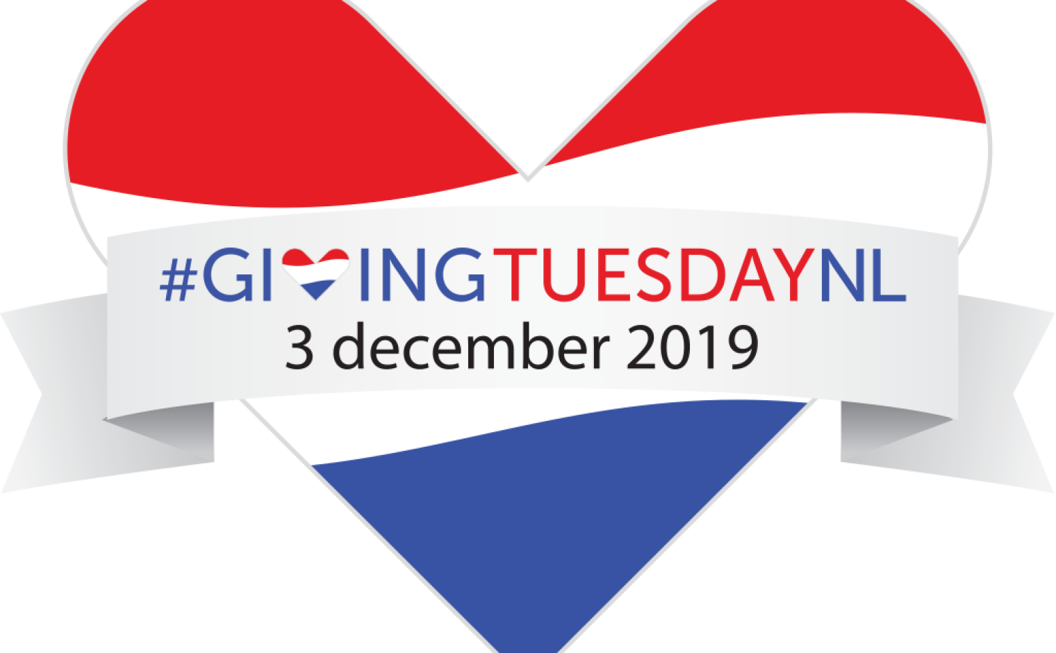 Hartje van de Nederlandse vlag met daarin de tekst #GivingTuesdayNL 3 december 2019