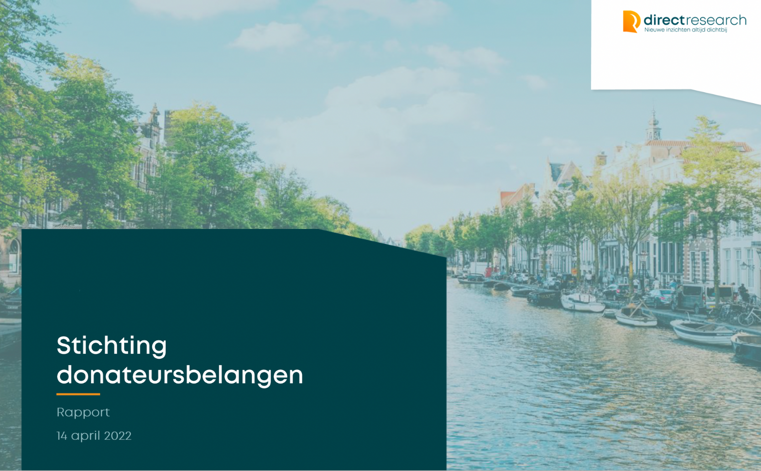 Cover van het onderzoeksrapport (door DirectResearch in opdracht van Stichting Donateursbelangen).