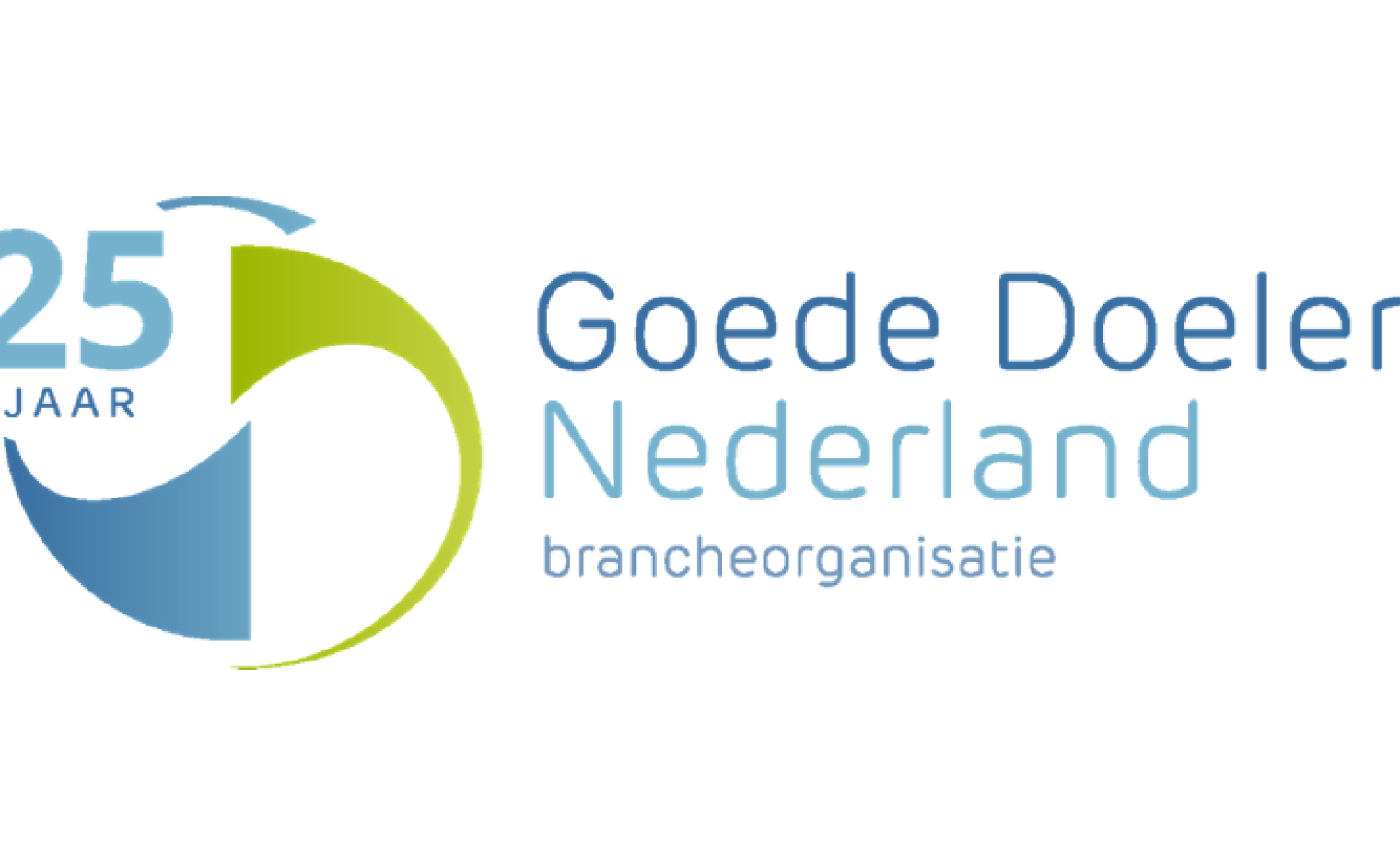 Logo Goede Doelen Nederland ter ere van 25-jarig jubileum.