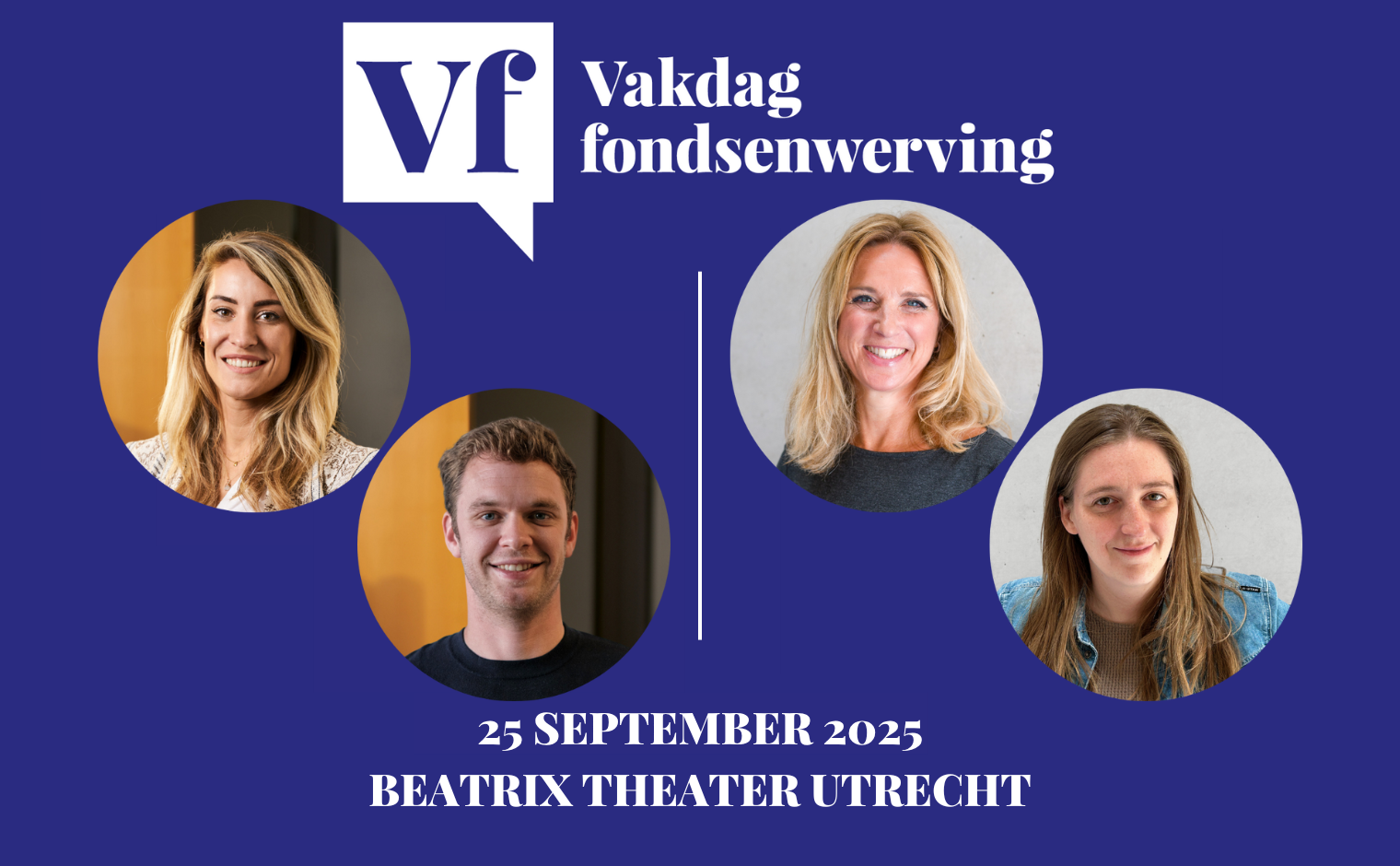 Sprekers tijdens de Vakdag 2025: Lizzy Kreeftmeijer, Sjoerd van Stam, Manon Vollmann en Sophia Scheper.