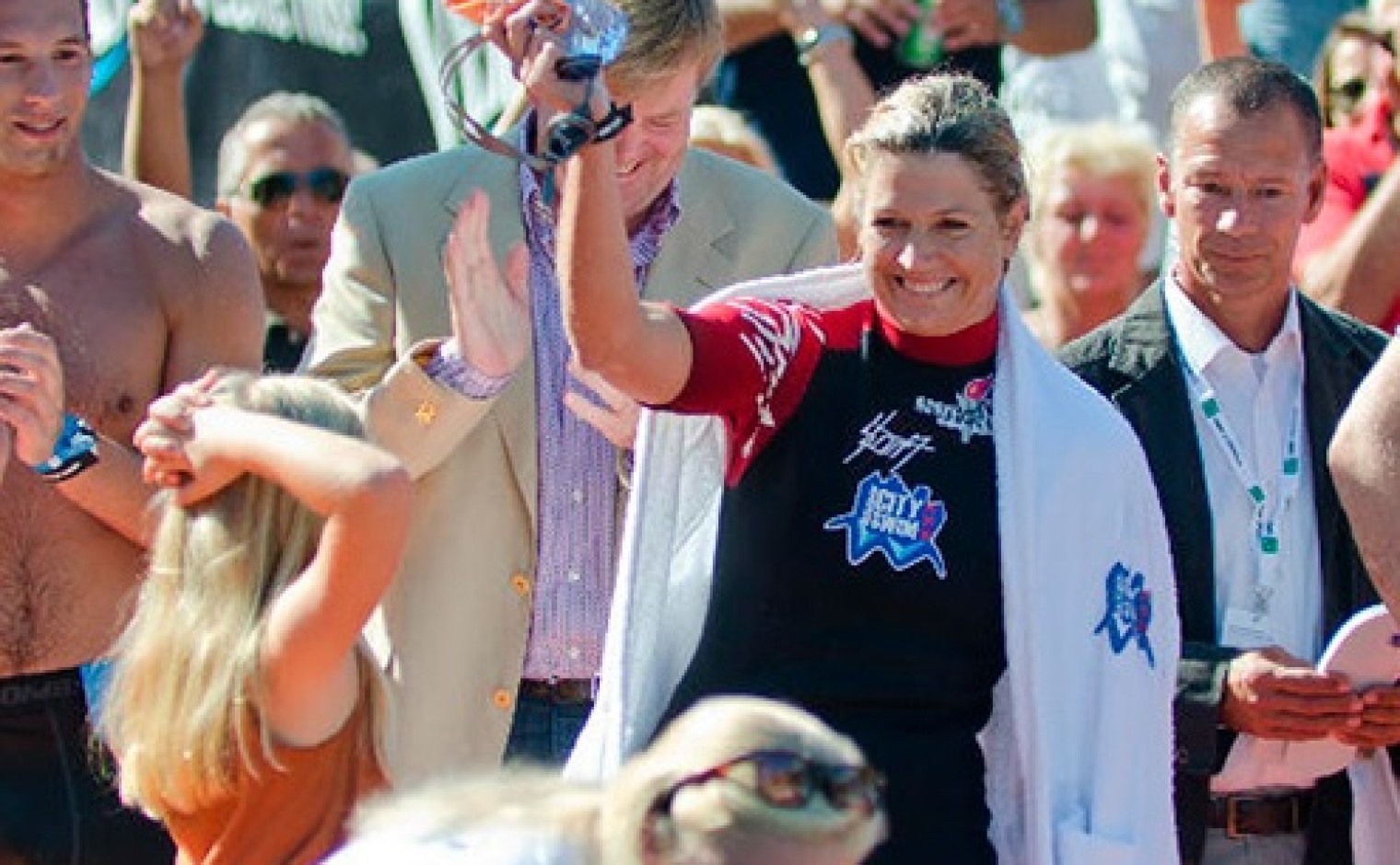 Koningin Maxima bij de ALS City Swim in 2012