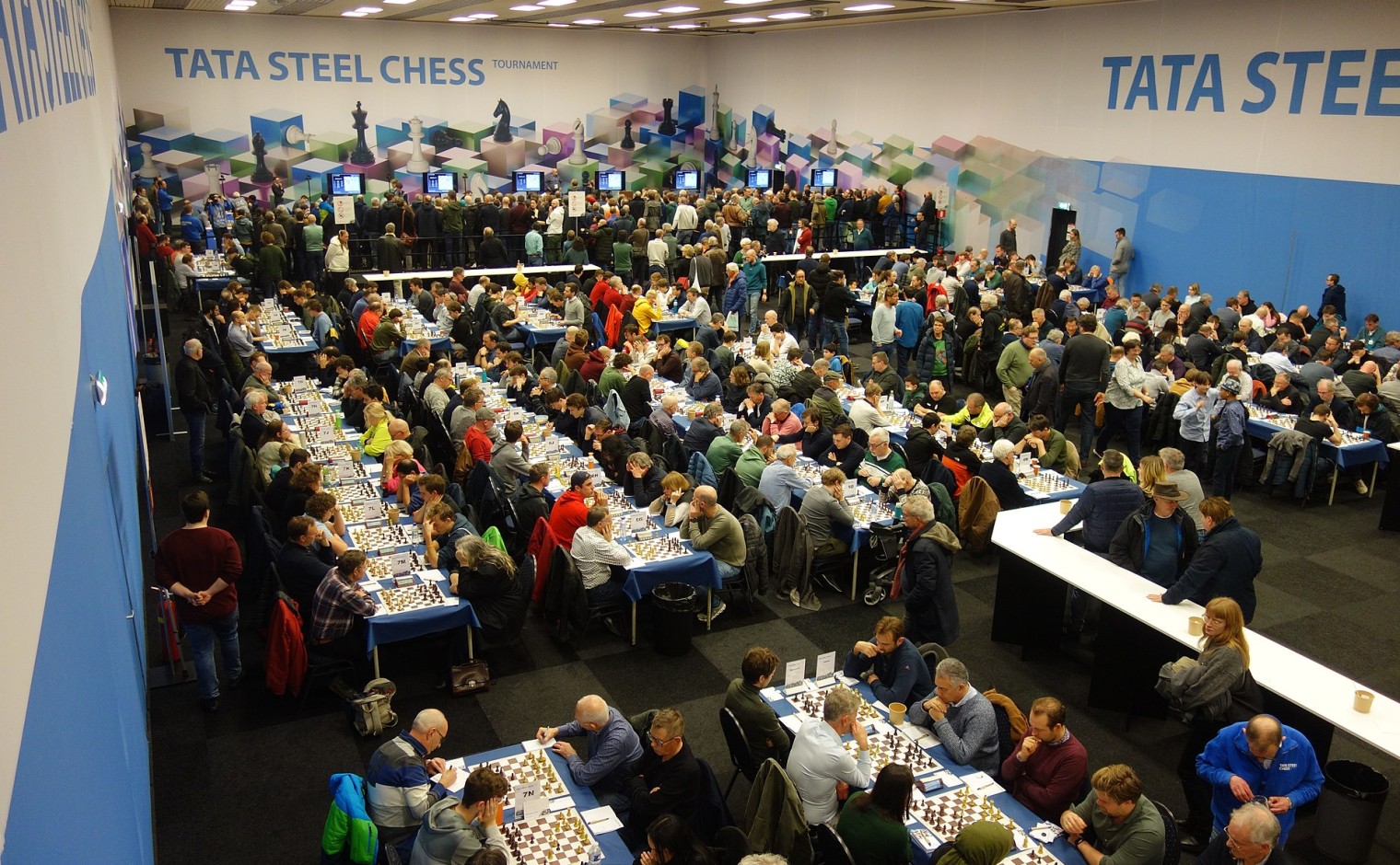 De speelhal tijdens Tata Steel Chess in 2023.
