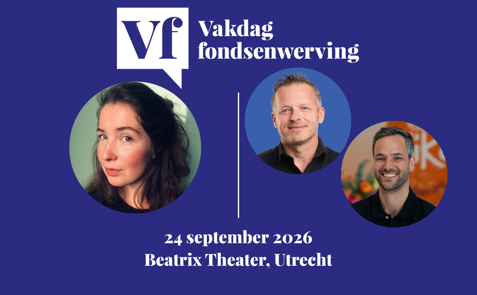 Aike Roodenburg, Stefan Elsendoorn en Thijs Butterman spreken tijdens de Vakdag fondsenwerving 2026.