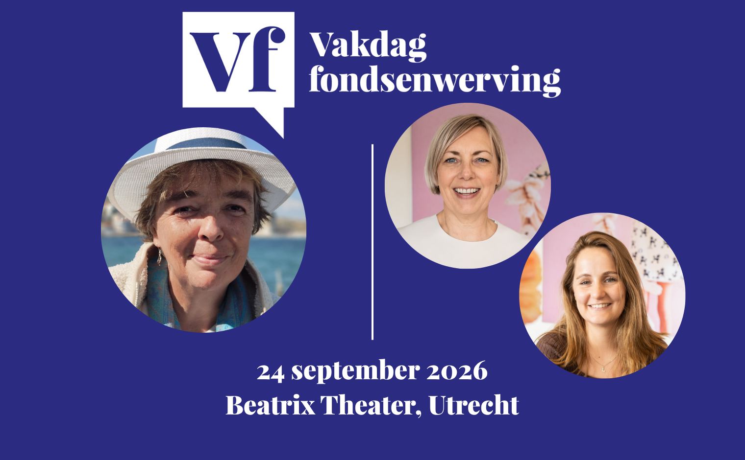 Elise Kant (Haëlla Stichting), Sandra van Kuijk en Leonie de Zwaan (beide Ronald McDonald Huis Nederland) spreken op de Vakdag 2026.