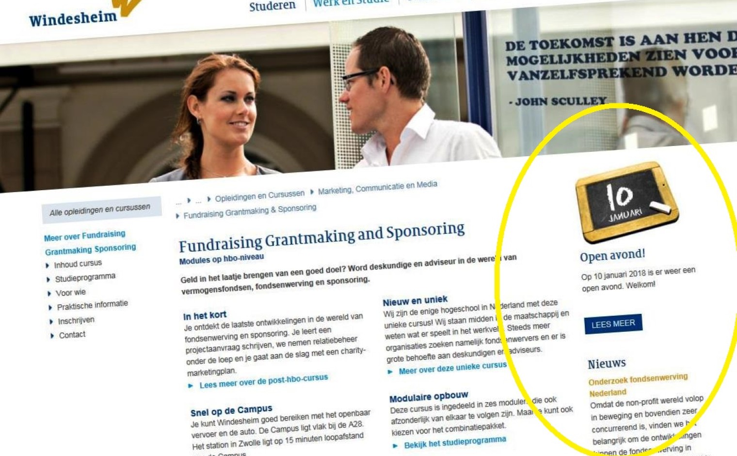 Website Hogeschool Windesheim