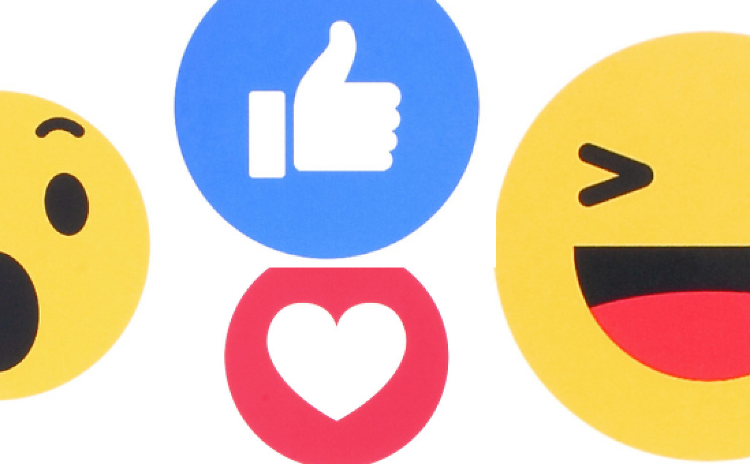 Facebook smiley's, thumb's up, en love icoontjes.
