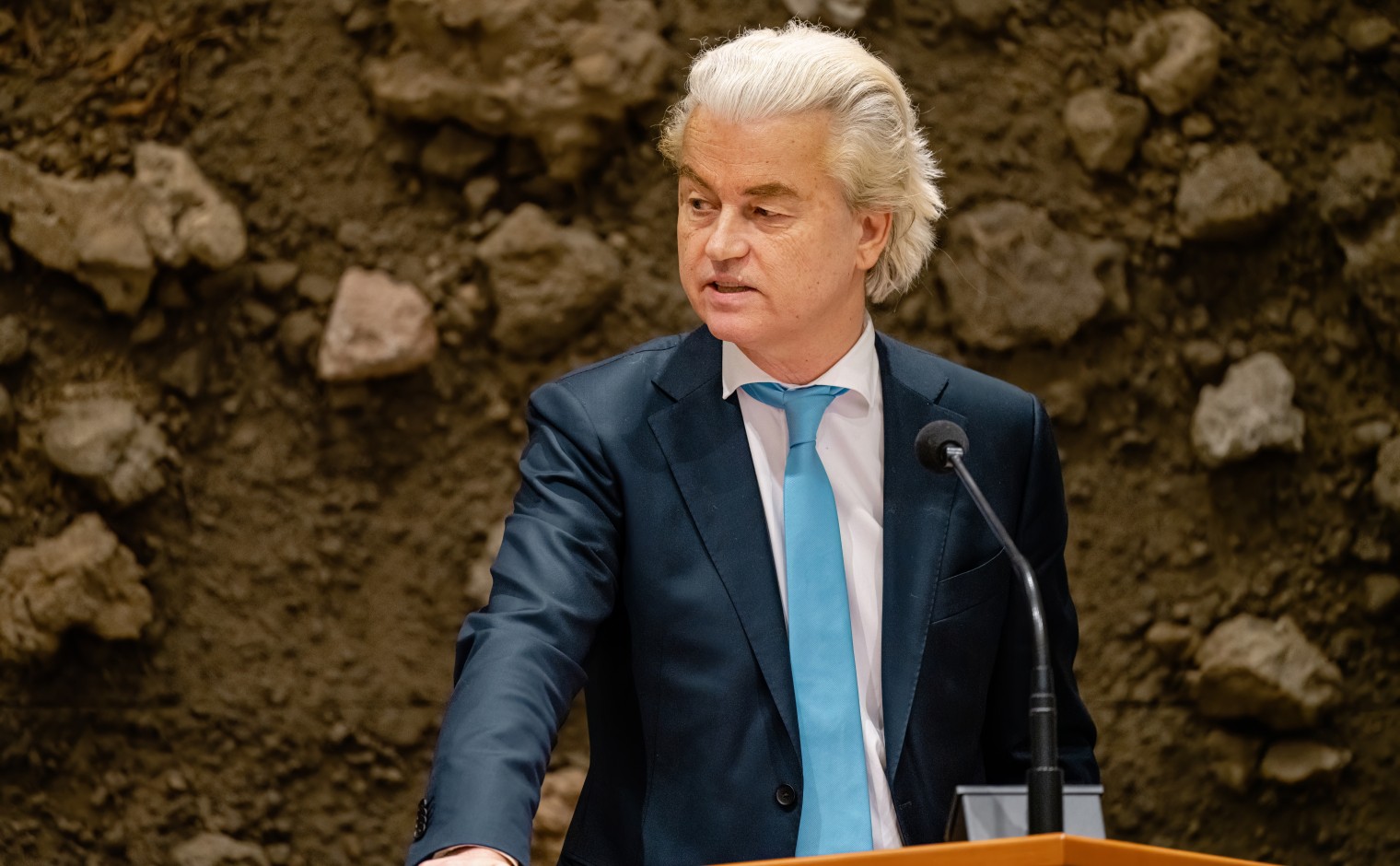 Geert Wilders (PVV) tijdens een Tweede Kamerdebat in april 2023.