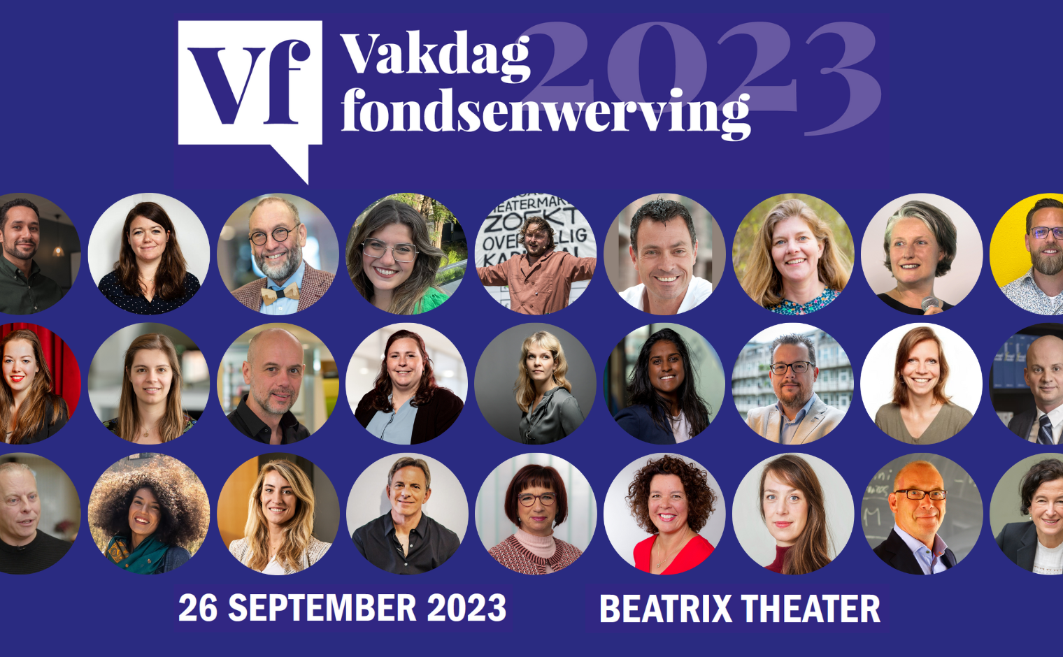 Een selectie uit de 75+ sprekers die op de Vakdag fondsenwerving 2023 zullen optreden.