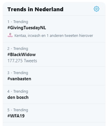 #GivingTuesdayNL was van 11.00 tot 14.00 trending op Twitter. In die tijd bereikte de actie 1,25 miljoen Twitteraars #GivingTuesdayNL was van 11.00 tot 14.00 trending op Twitter. In die tijd bereikte de actie 1,25 miljoen Twitteraars