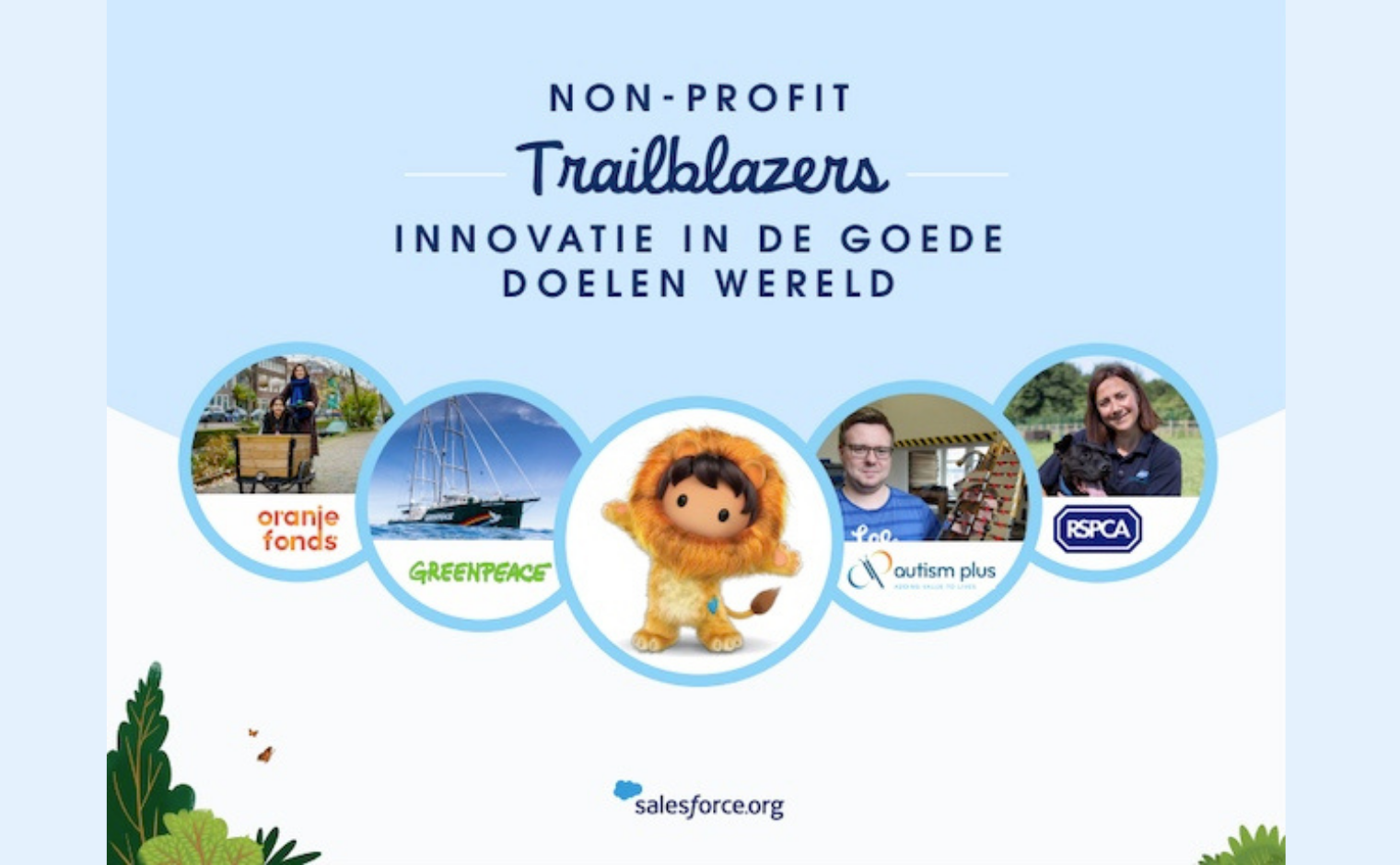 Cover van Non-profit Trailblazers, innovatie in de goede doelen wereld van Salesforce.org.