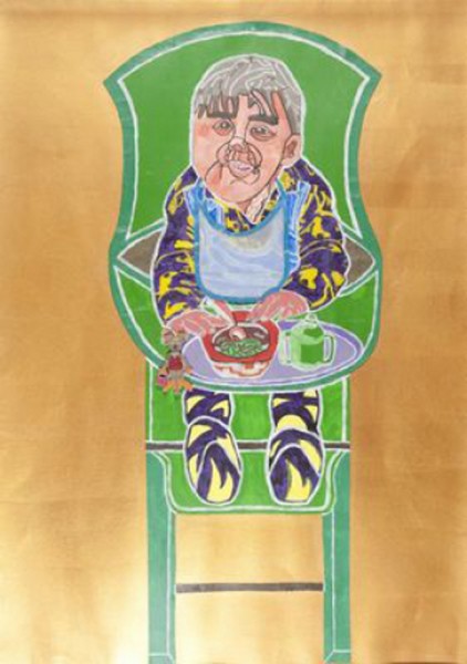 Frans Bauer in high chair, by Alida Schaap