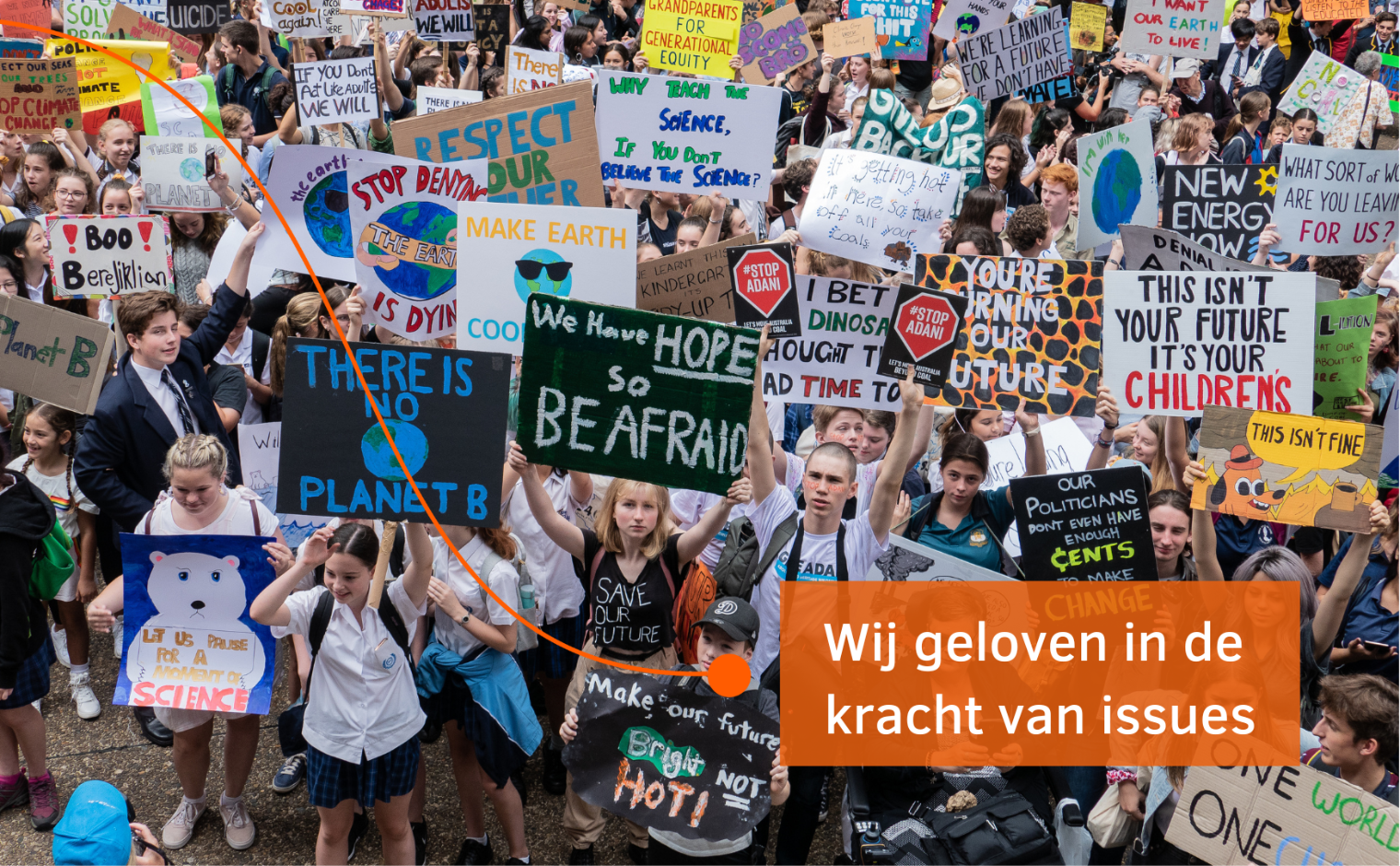 Voorbeeld van een issue: protesteren tegen klimaatverandering.