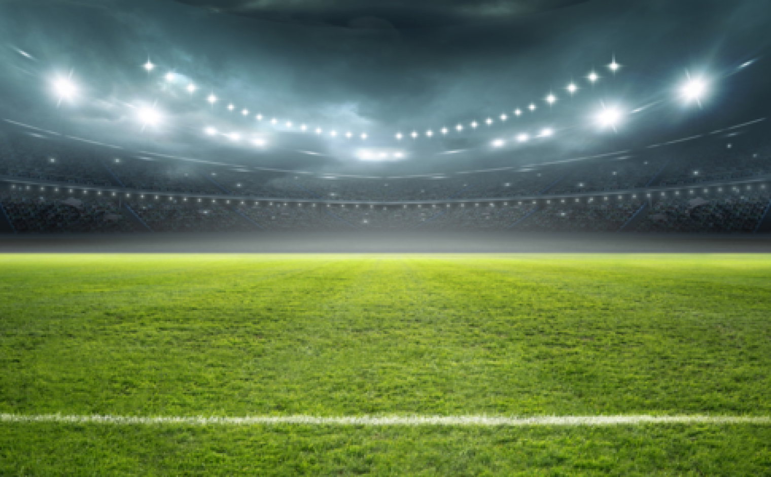 Voetbalstadion gezien vanaf de zijlijn