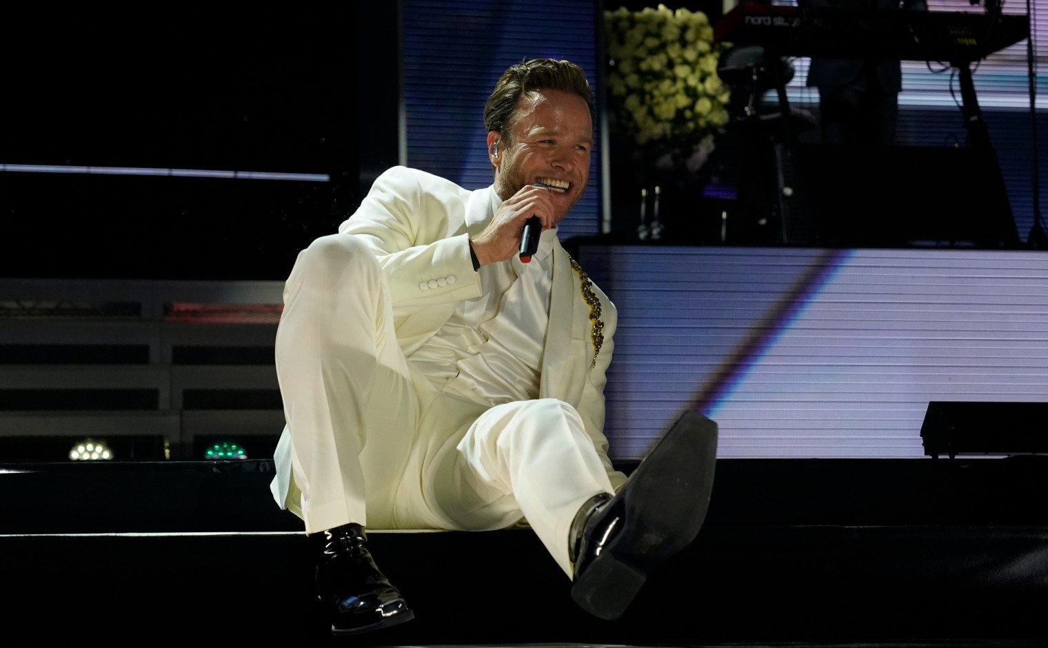 Olly Murs tijdens een optreden in 2023.