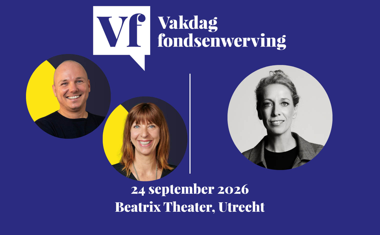 Bart Meulepas, Marie-Claire de Waal en Marieke Visser spreken tijdens de Vakdag fondsenwerving 2026.