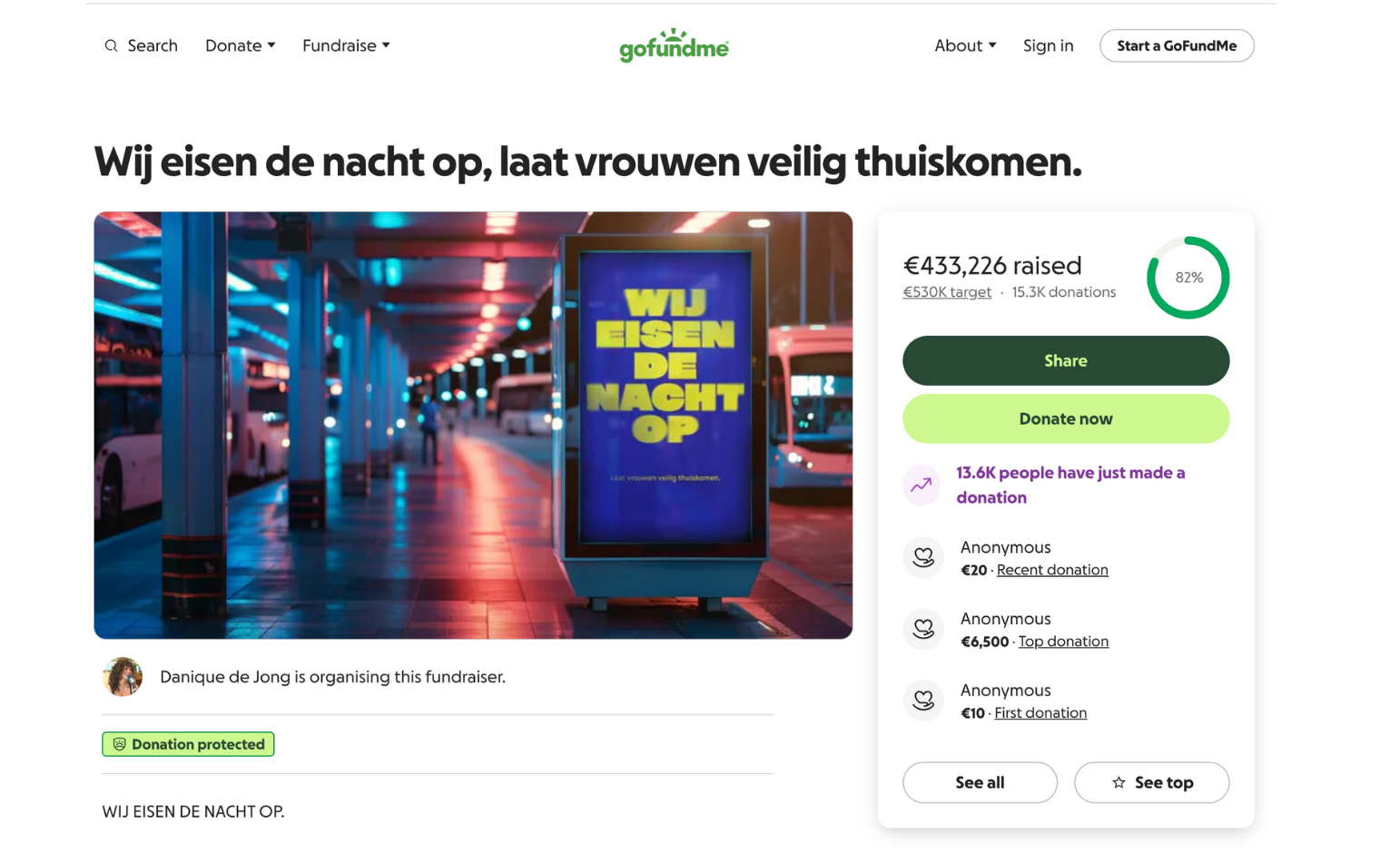 GoFundMe-pagina ‘Wij eisen de nacht op’ (ma 25 aug, 17.00)