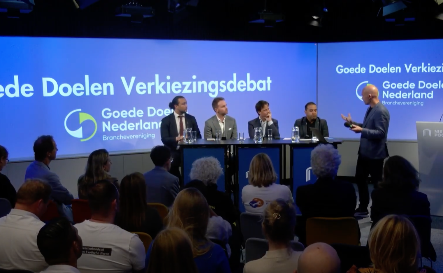 Het Verkiezingsdebat van Goede Doelen Nederland, 22 september 2025. (still uit videoregistratie debat).