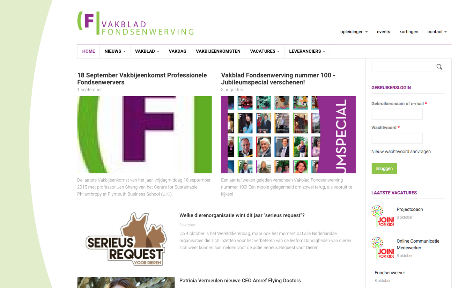 Screenshot nieuwe website
