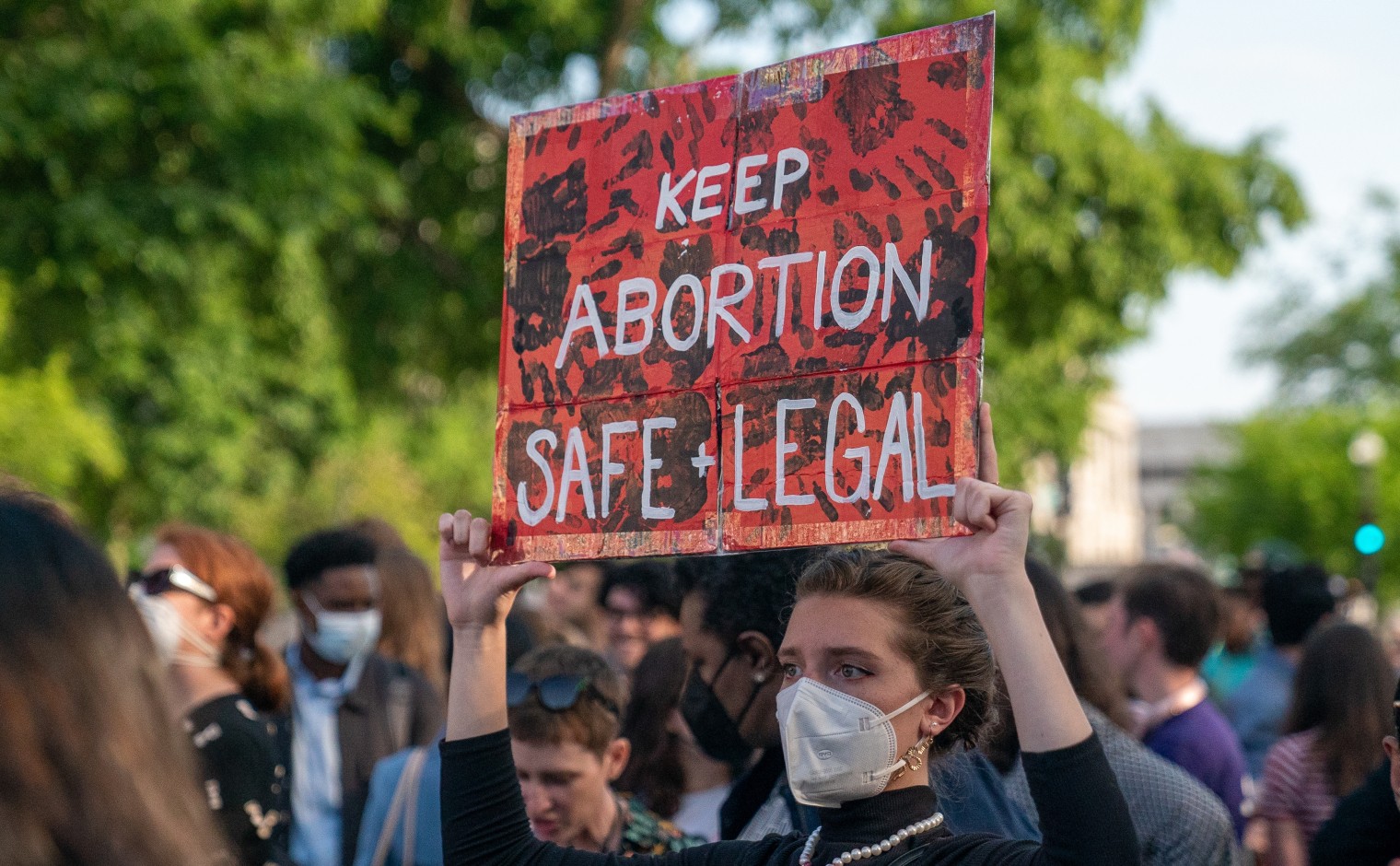 Een abortusprotest in Washington DC, op 3 mei 2022.